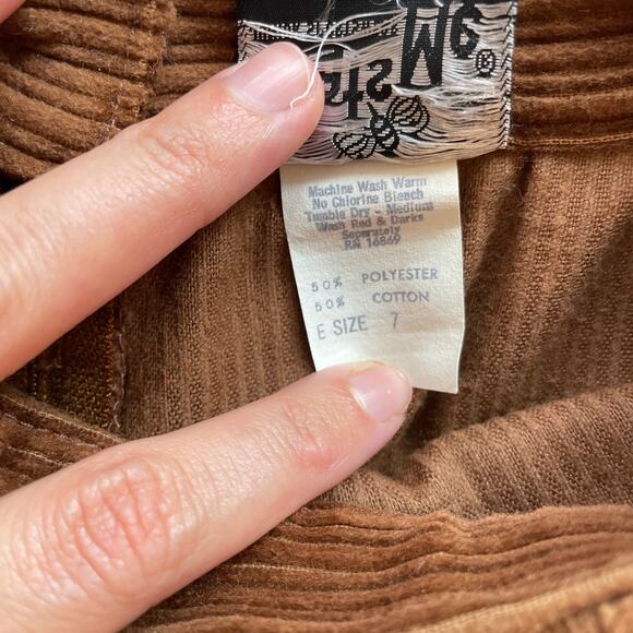 Vintage – Brown Corduroy High Rise A-Line Midi Skirt - Picture 6 of 7